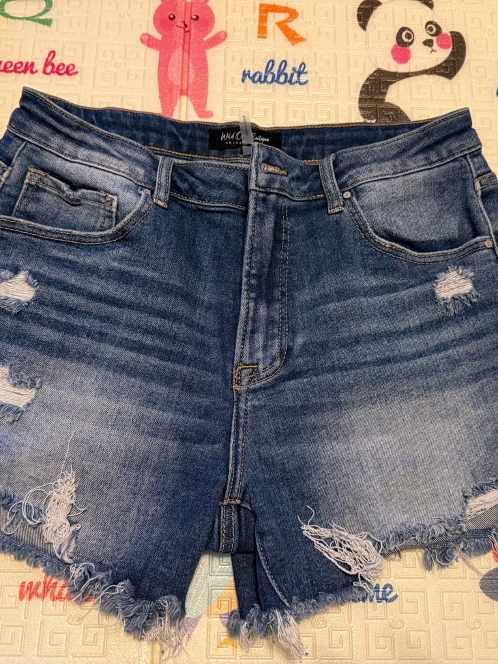 Wit & Wisdom Women's Distressed Dark Blue Jean Shorts